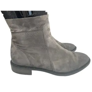 Paul Green Echt Leder Women Boots 5 Gray Suede Side Zip Heeled Ankle Boots 19531