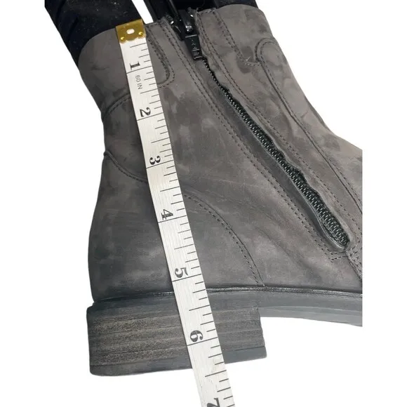 Paul Green Echt Leder Women Boots 5 Gray Suede Side Zip Heeled Ankle Boots 19531