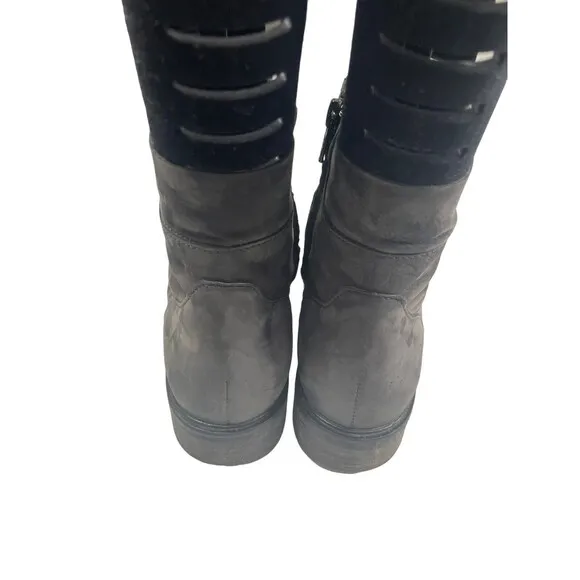 Paul Green Echt Leder Women Boots 5 Gray Suede Side Zip Heeled Ankle Boots 19531