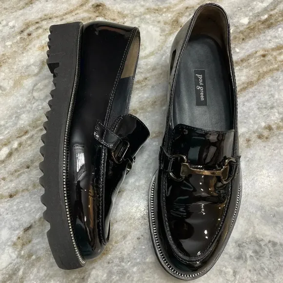 Paul Green Nandi Patent Leather Platform Loafers Women's UK size 4 US 6.5