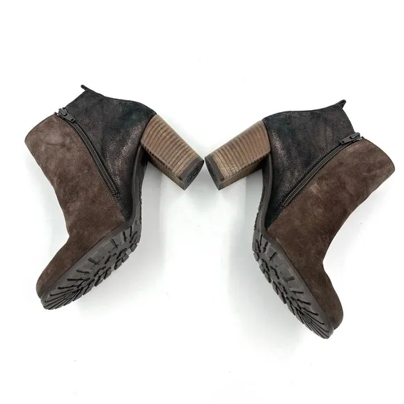 Paul Green Rockin Brown Suede Leather Ankle Booties Size 7