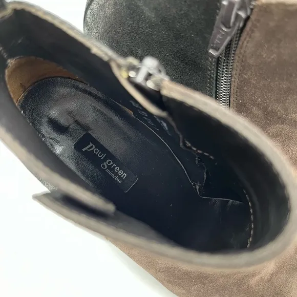 Paul Green Rockin Brown Suede Leather Ankle Booties Size 7