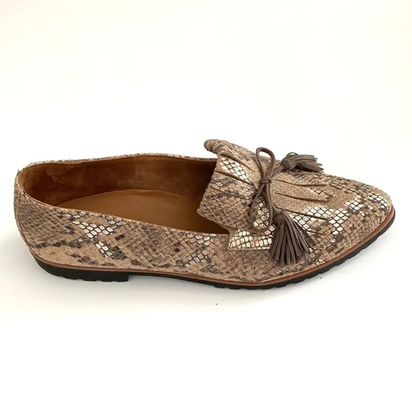 Paul Green Snakeskin Print Leather Loafers Supper Soft Preppy Academia Chic US 9