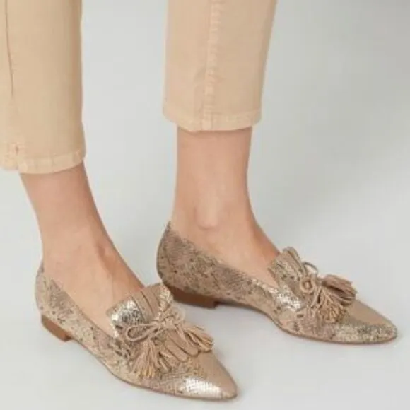 Paul Green Snakeskin Print Leather Loafers Supper Soft Preppy Academia Chic US 9