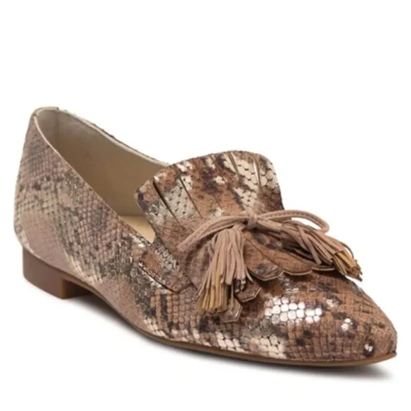 Paul Green Snakeskin Print Leather Loafers Supper Soft Preppy Academia Chic US 9