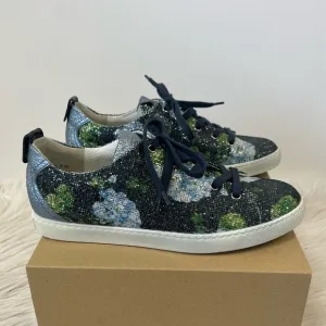 Paul Green sparkly green blue black leather fashion sneakers size 7.5