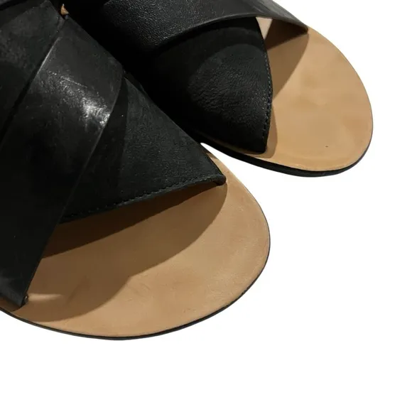 Paul Green Women’s 6 EU 36 Bayside Black Leather Slides Flat Sandals S10