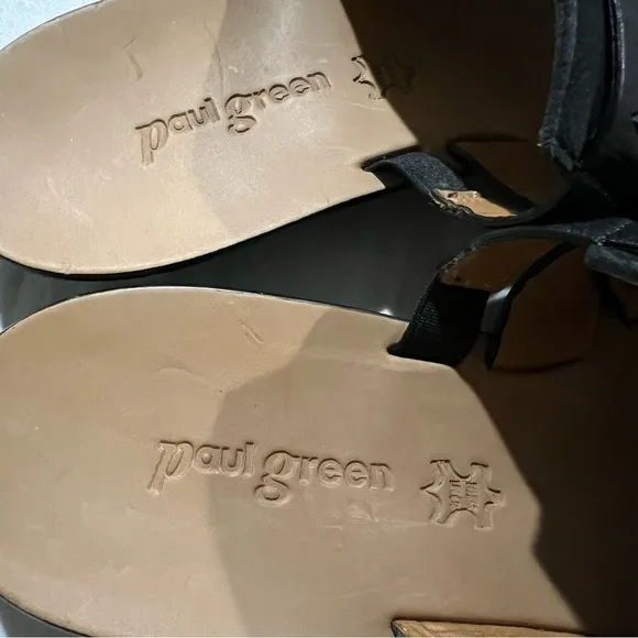 Paul Green Women’s 6 EU 36 Bayside Black Leather Slides Flat Sandals S10