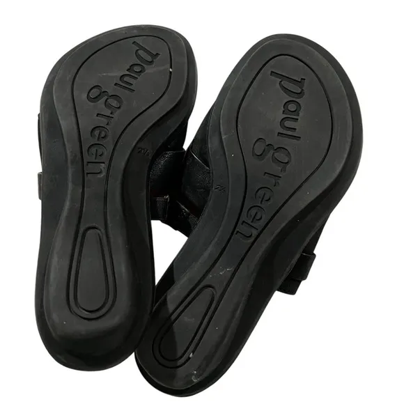 Paul Green Women’s 6 EU 36 Bayside Black Leather Slides Flat Sandals S10