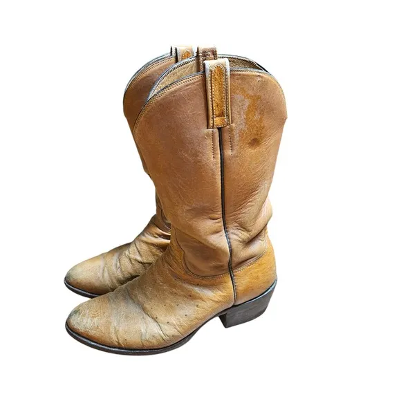 Paul Wheeler Boot Co. Custom Made Leather Western Boots Mens 10 D Brown Cowboy