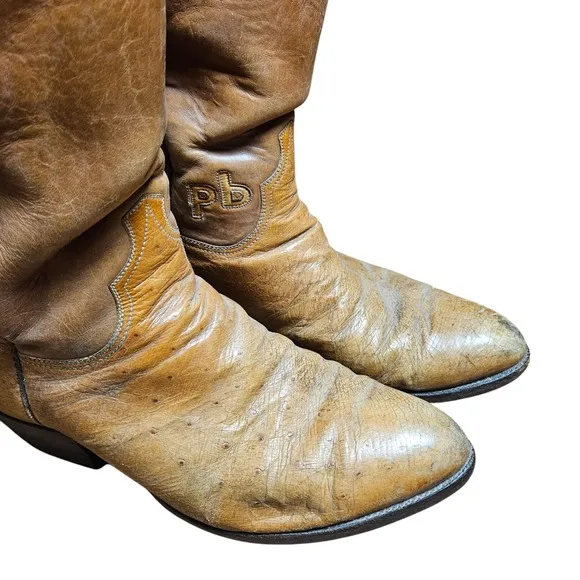 Paul Wheeler Boot Co. Custom Made Leather Western Boots Mens 10 D Brown Cowboy