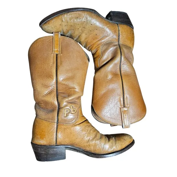 Paul Wheeler Boot Co. Custom Made Leather Western Boots Mens 10 D Brown Cowboy