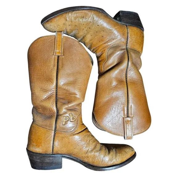 Paul Wheeler Boot Co. Custom Made Leather Western Boots Mens 10 D Brown Cowboy