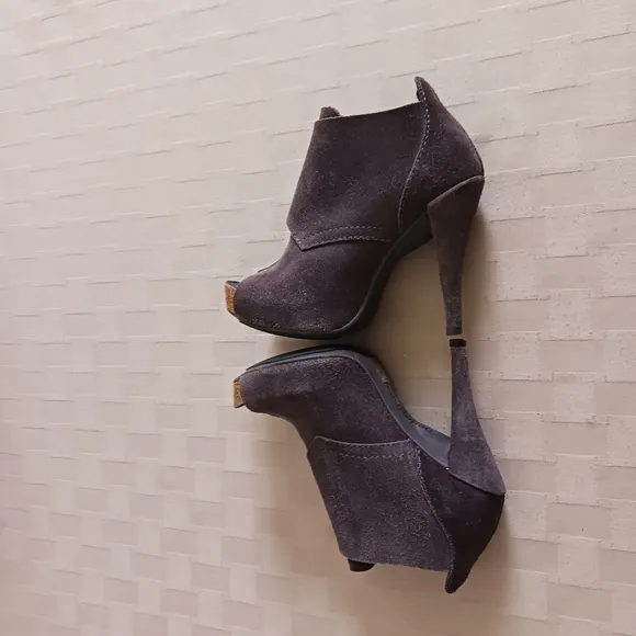 Pedro Garcia Suede Peep Toe Heeled Ankle Boots