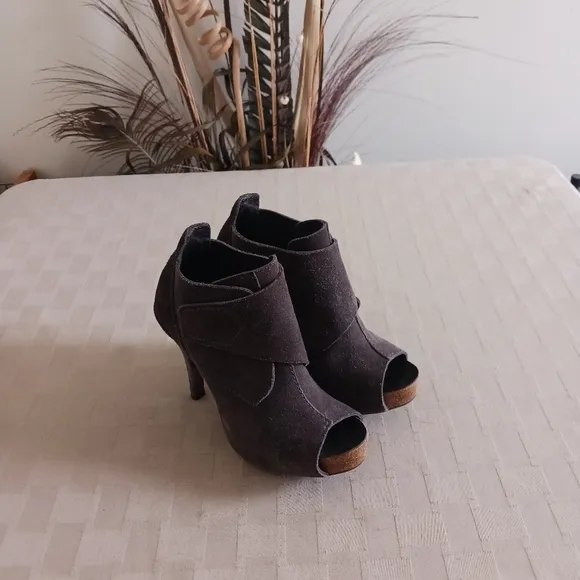 Pedro Garcia Suede Peep Toe Heeled Ankle Boots