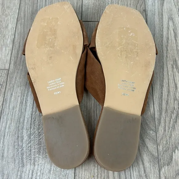Perfect JEFFREY CAMPBELL Cognac Suede Slide Flat Sandals 10