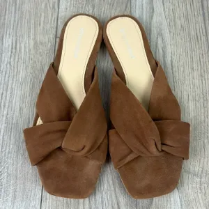 Perfect JEFFREY CAMPBELL Cognac Suede Slide Flat Sandals 10
