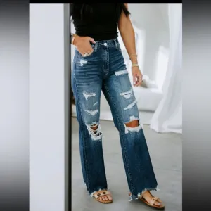 Petra Distressed Jeans High Rise Medium Wash Womens Size 13