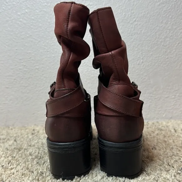 PIERRE DARRE Maroon Leather Boots