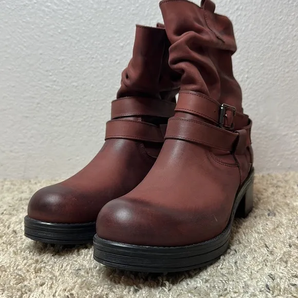 PIERRE DARRE Maroon Leather Boots