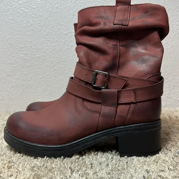 PIERRE DARRE Maroon Leather Boots