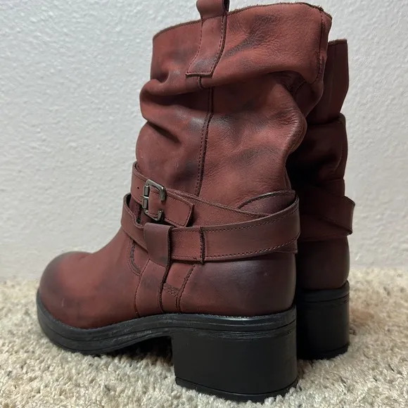 PIERRE DARRE Maroon Leather Boots