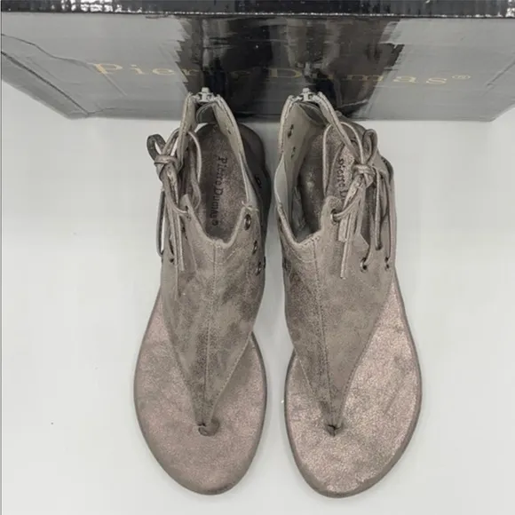 PIERRE DUMAS Bronze Adele 2 ankle sandals