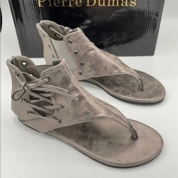 PIERRE DUMAS Bronze Adele 2 ankle sandals