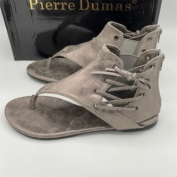 PIERRE DUMAS Bronze Adele 2 ankle sandals
