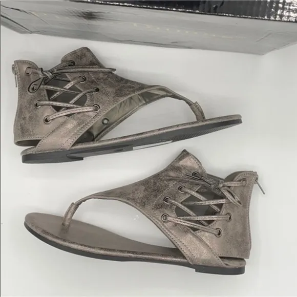 PIERRE DUMAS Bronze Adele 2 ankle sandals