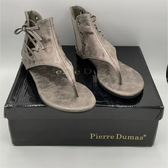 PIERRE DUMAS Bronze Adele 2 ankle sandals