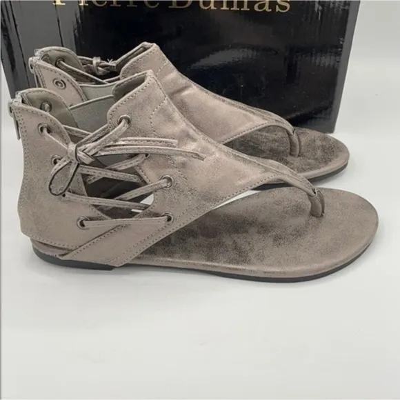 PIERRE DUMAS Bronze Adele 2 ankle sandals