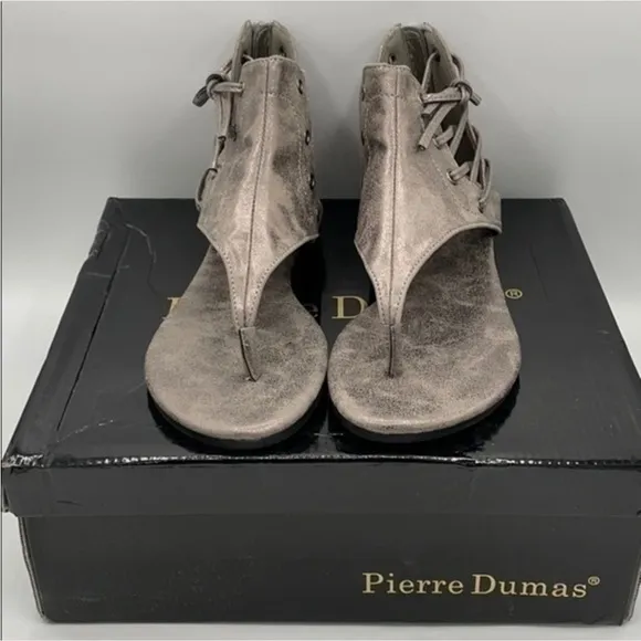 PIERRE DUMAS Bronze Adele 2 ankle sandals