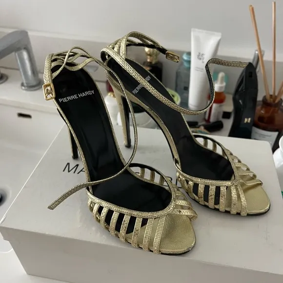 Pierre Hardy Gold High Heeled Sandals
