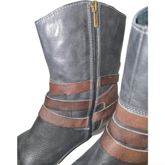 Pikolinos Brujas Brown/Black Two Tone Strappy Boots EU 41 US 10.5-11
