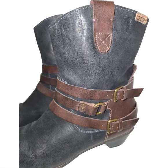 Pikolinos Brujas Brown/Black Two Tone Strappy Boots EU 41 US 10.5-11