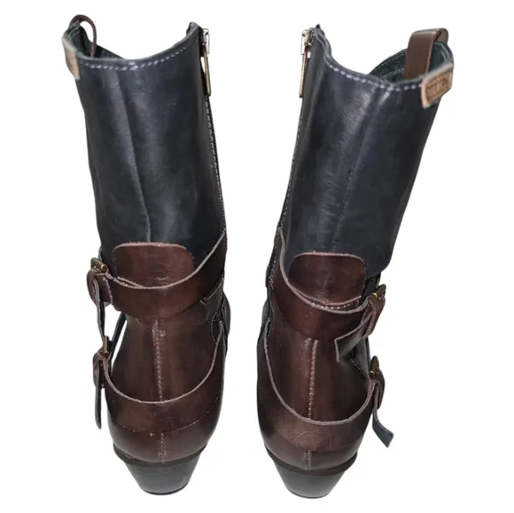 Pikolinos Brujas Brown/Black Two Tone Strappy Boots EU 41 US 10.5-11