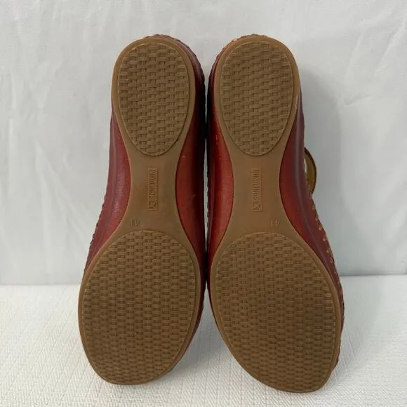 Pikolinos Sandals Women's Size 11 Red Tan P Vallarta 41 EU Leather Flat Boho