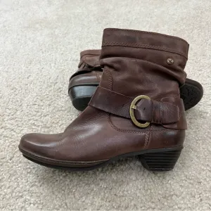 Pikolinos Women’s Brown Leather Ankle Heeled Booties Boots Size 36 US 5.5-6