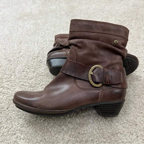 Pikolinos Women’s Brown Leather Ankle Heeled Booties Boots Size 36 US 5.5-6