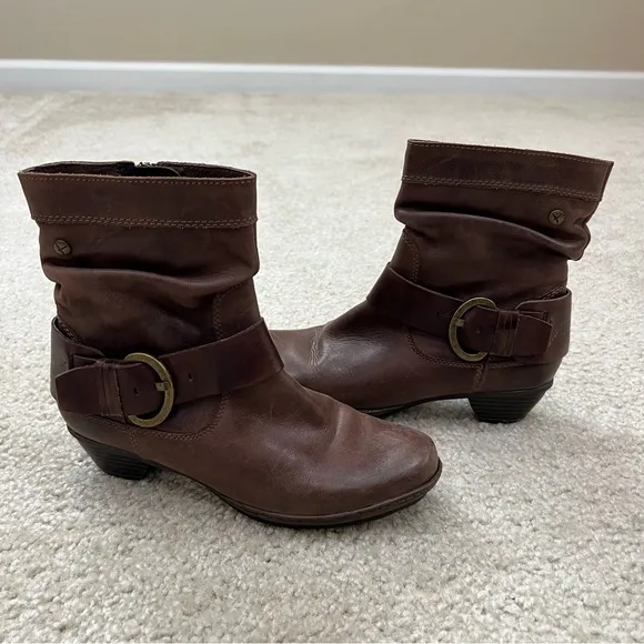 Pikolinos Women’s Brown Leather Ankle Heeled Booties Boots Size 36 US 5.5-6