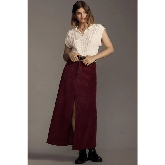 Pilcro The Madi Front-Slit Corduroy Skirt - Size 10