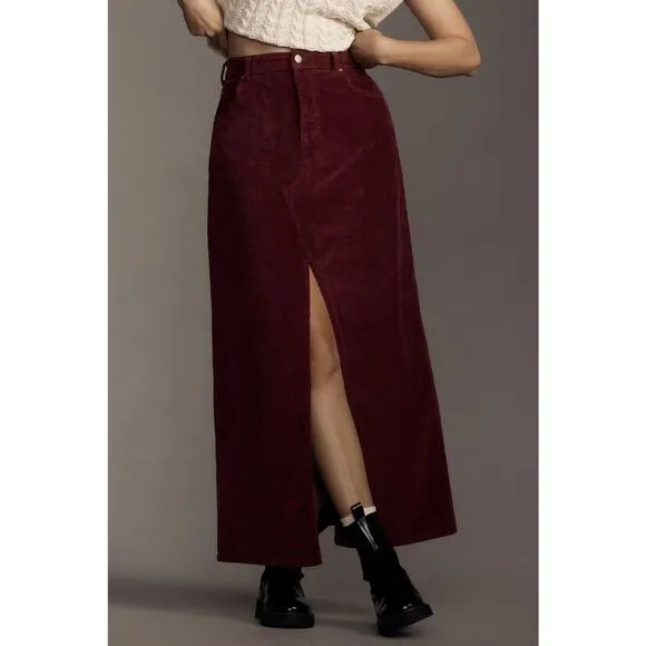 Pilcro The Madi Front-Slit Corduroy Skirt - Size 10