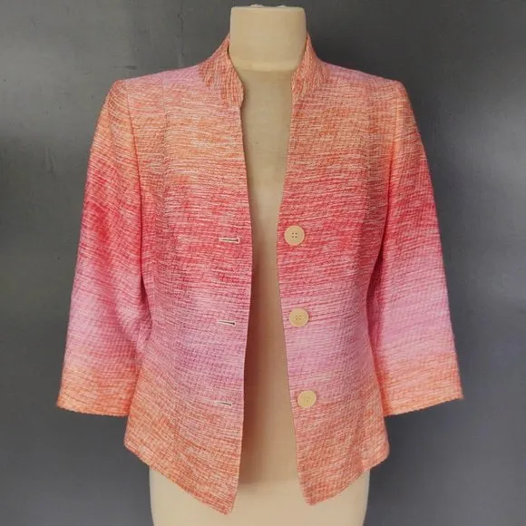 Pink and orange ombre 3/4 sleeve jacket