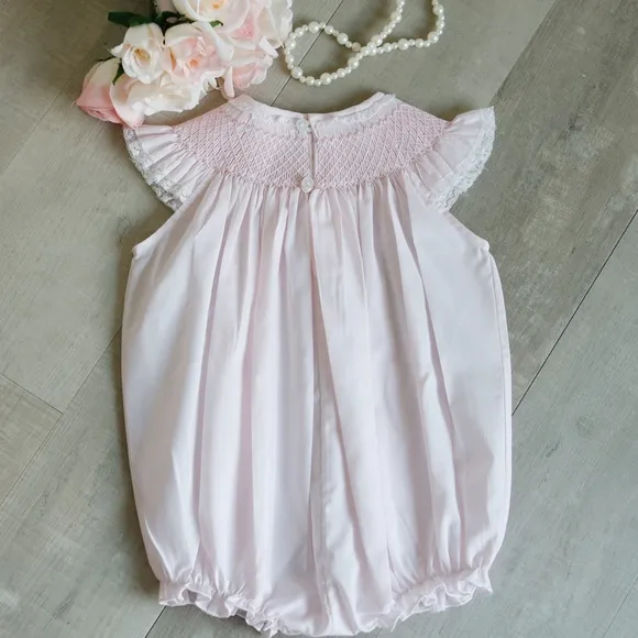 Pink Smocked Heirloom Romper 24 Months Feltman Brothers Vintage Lace  NWT