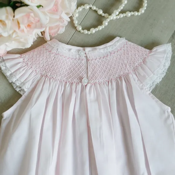 Pink Smocked Heirloom Romper 24 Months Feltman Brothers Vintage Lace  NWT