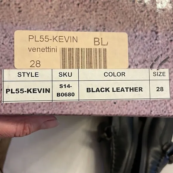 PLINER JRS BLACK LEATHER LOAFERS.  NEW