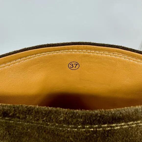 POLLINI Way-out Olive Suede Buckle Riding Boots