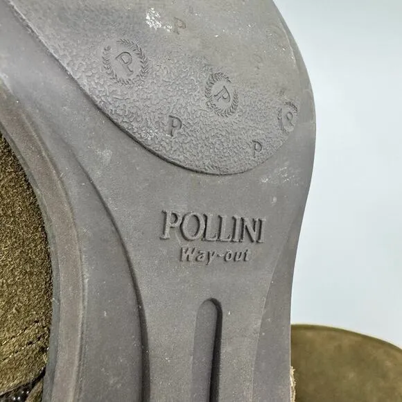 POLLINI Way-out Olive Suede Buckle Riding Boots
