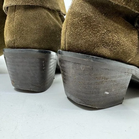 POLLINI Way-out Olive Suede Buckle Riding Boots